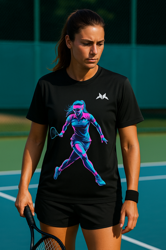 Neon Ace: Cyberpunk Tennis Dri-Fit Tee