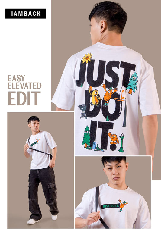 "Just Do It Drop Shoulder T-Shirt – Oversized Streetwear Style"